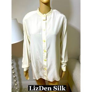 LizDen Silk Button Down Blouse Sz M